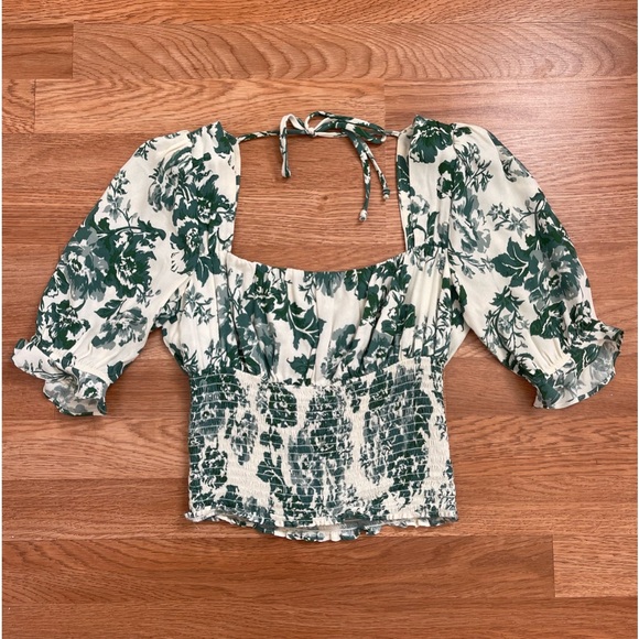 Reformation Tops - REFORMATION Adour Top Blouse Fortune Green Floral Size XS